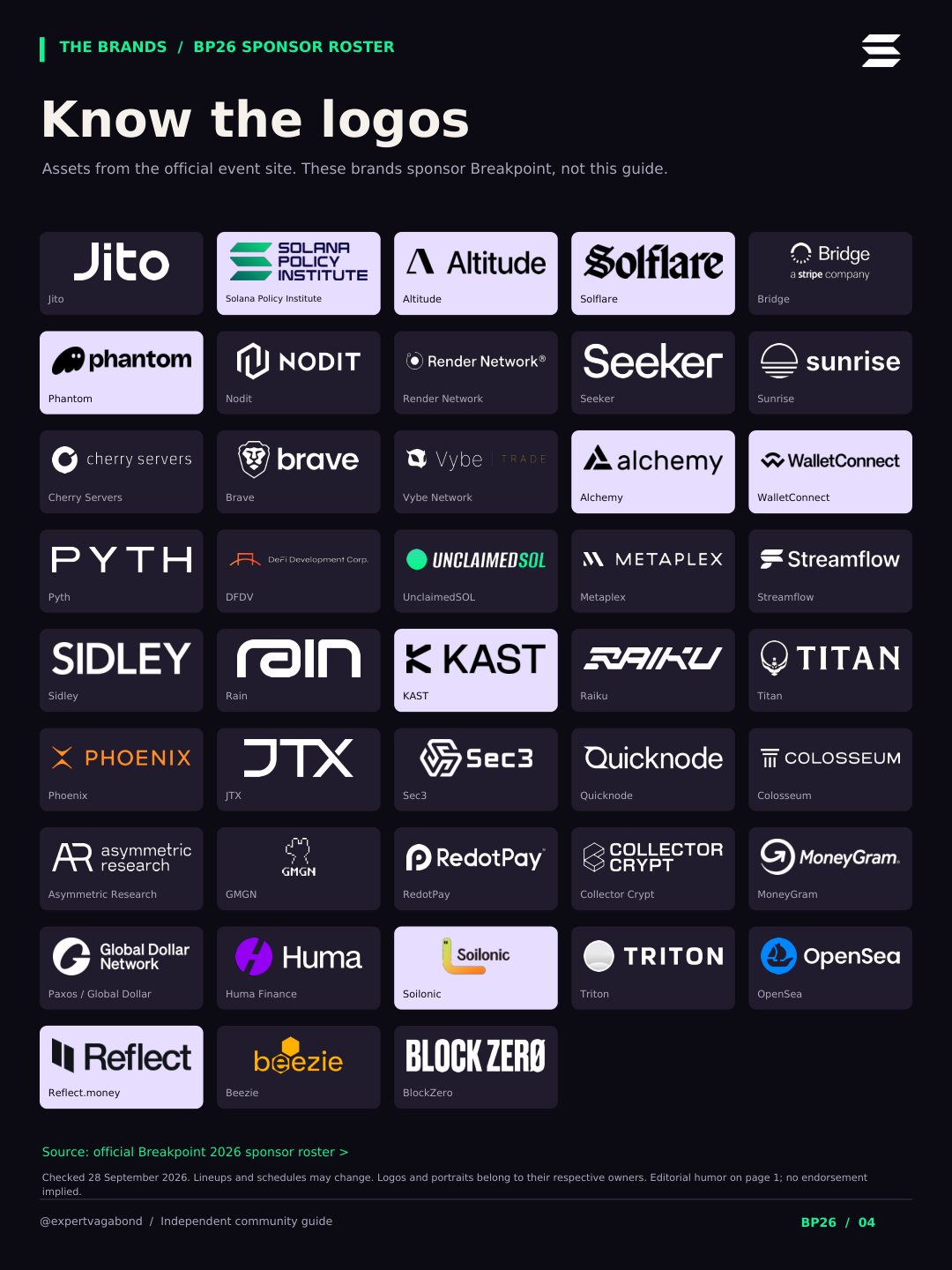 Know the logos: a grid of the official Breakpoint 2026 sponsor logos.